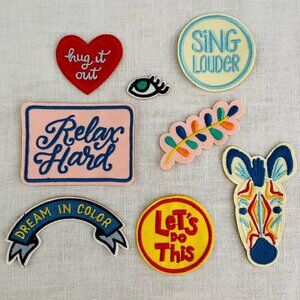 Set of 8 Colorful Embroidered Patches Fun Quotes and Designs for Clothing Crafts